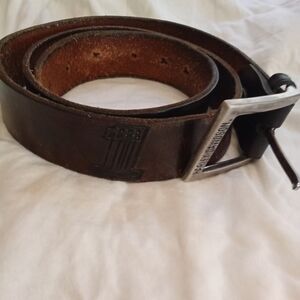 Harley-Davidson Dark Brown Leather Belt with Silver Buckle
